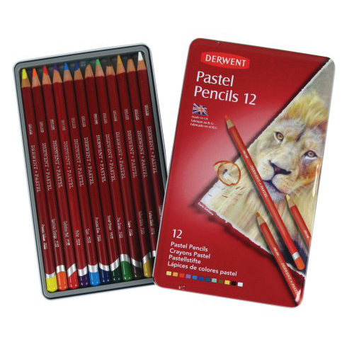 Derwent Pastel Pencils Tin Set of 12 Assorted