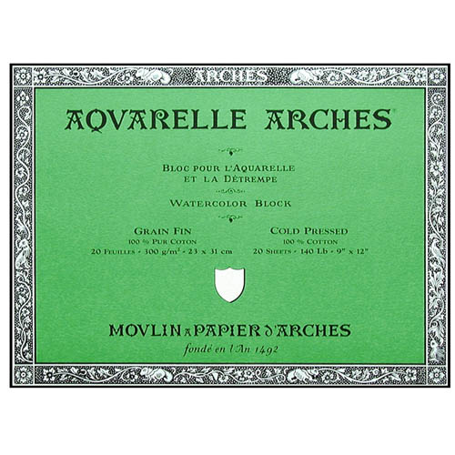 Arches Aquarelle Block 140lb/300gsm Cold Pressed/Not: 31x41cm