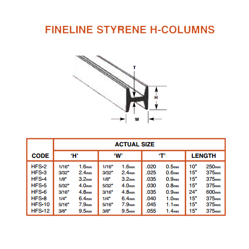 Plastruct Fineline H Section